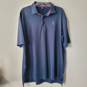Peter Millar Summer Comfort Navy Polo Large Chest Logo Short Sleeve Shirt